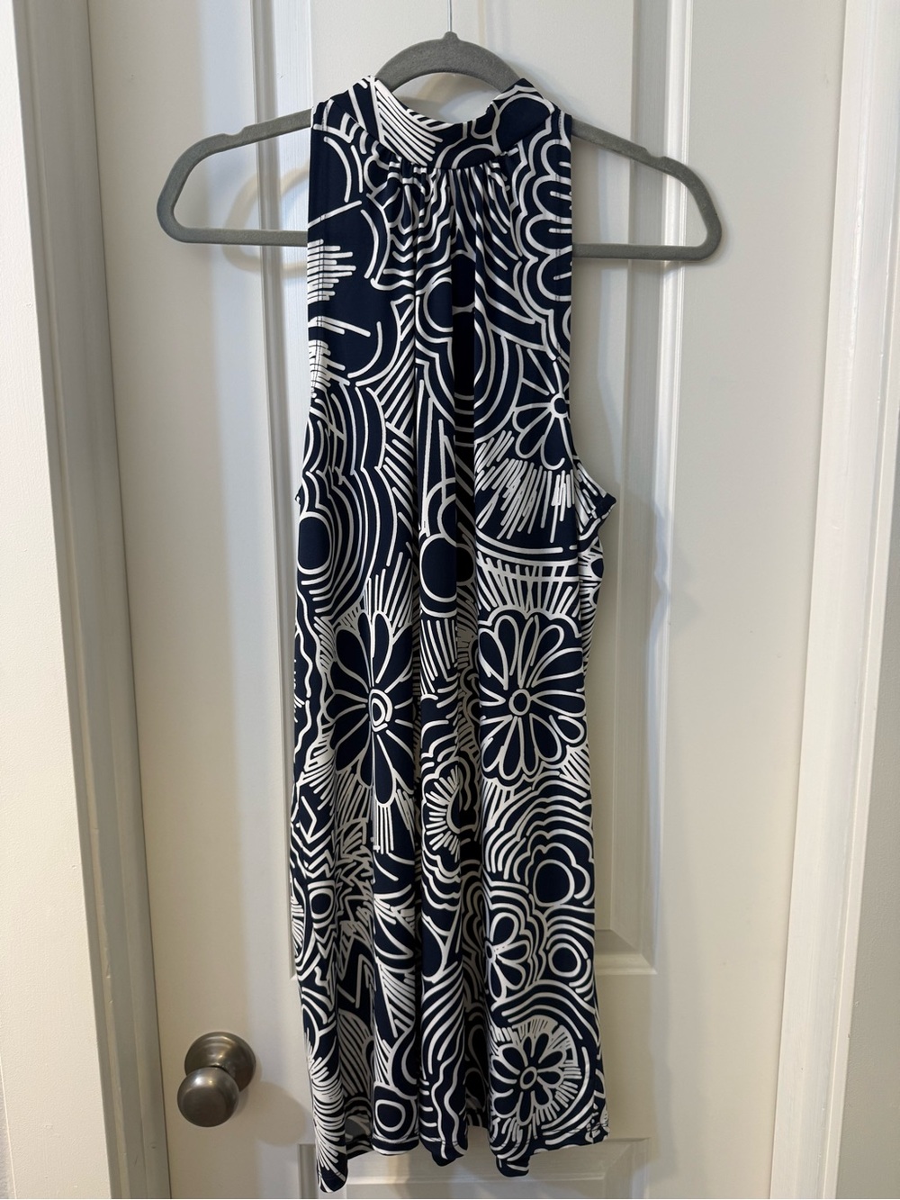 Trina Turk Navy & White Floral Halter Dress NWOT
